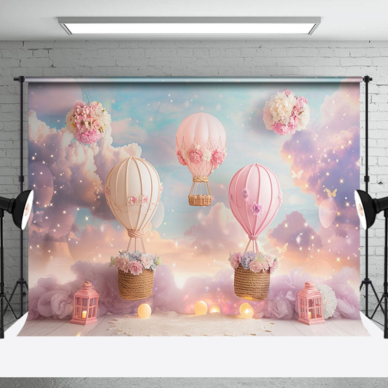 Aperturee - Fairy Tale Hot Air Balloon Cloud Cake Smash Backdrop