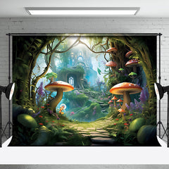 Aperturee - Fairy Tale Mushroom Castle Forest Photo Backdrop