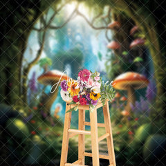 Aperturee - Fairy Tale Mushroom Castle Forest Photo Backdrop