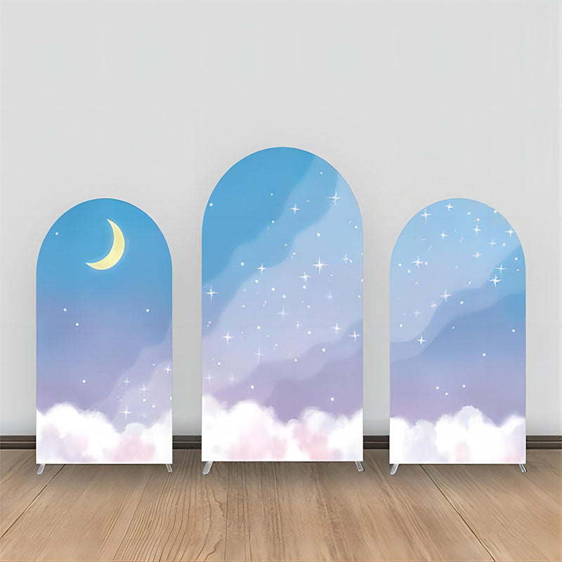 Aperturee - Fairy Tale Night Moon Stars Clould Arch Backdrop Kit