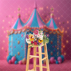 Aperturee - Fairy Tale Pink Blue Circus Tent Cake Smash Backdrop