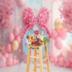 Aperturee - Fairy Tale Pink Bow Tie Balloons Cake Smash Backdrop