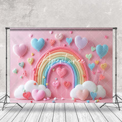 Aperturee - Fairy Tale Pink Rainbow Balloons Cake Smash Backdrop