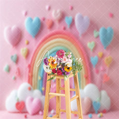 Aperturee - Fairy Tale Pink Rainbow Balloons Cake Smash Backdrop