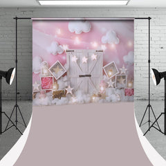 Aperturee - Fairy Tale Pink Room Cloud Wood Door Sweep Backdrop