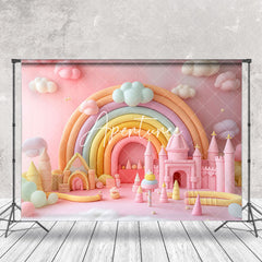 Aperturee - Fairy Tale Rainbow Castle Cloud Cake Smash Backdrop