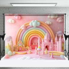 Aperturee - Fairy Tale Rainbow Castle Cloud Cake Smash Backdrop