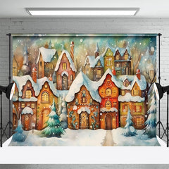 Aperturee - Fairy Tale Snowy Town Christmas Portrait Backdrop