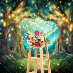 Aperturee - Fairy Tale Warm Light Floral Forest Photo Backdrop