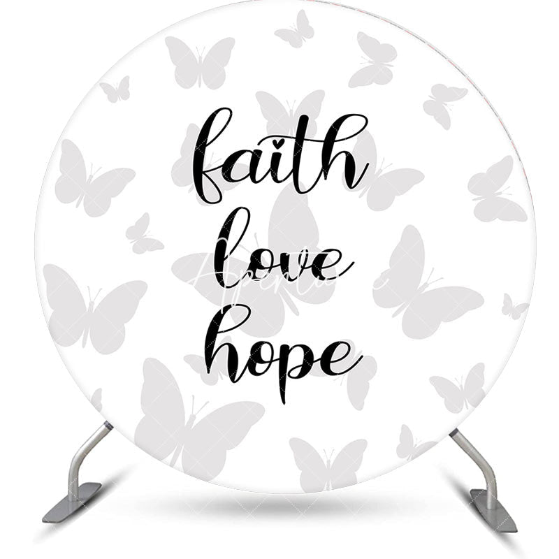 Aperturee - Faith Love Hope Grey Butterflies Round Dance Backdrop