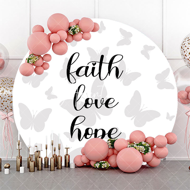 Aperturee - Faith Love Hope Grey Butterflies Round Dance Backdrop