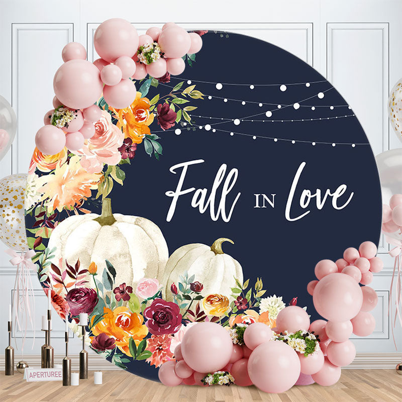 Aperturee - Fall In Love Floral Pumpkin Wedding Backdrop