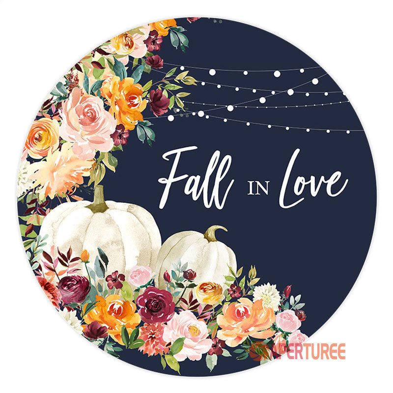 Aperturee - Fall In Love Floral Pumpkin Wedding Backdrop