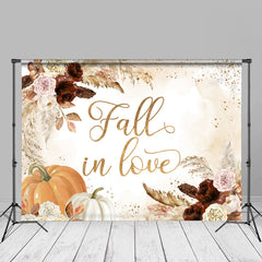 Aperturee - Fall In Love Glitter Floral Beige Autumn Backdrop