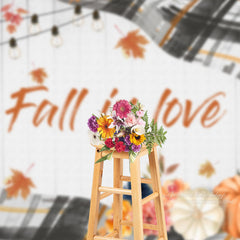 Aperturee - Fall In Love Pumpkin Floral White Wood Autumn Backdrop