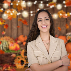 Aperturee - Fallen Leaves and Sunflowers Glitter Halloween Backdrop