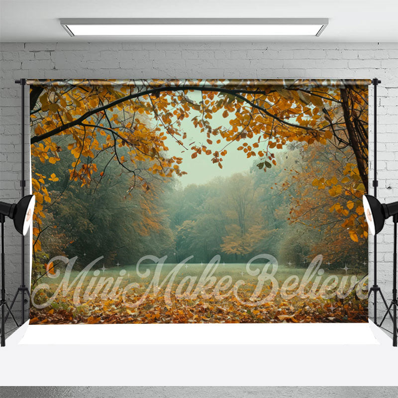 Aperturee - Fallen Leaves Trees Grass Autumn Backdrop For Photo