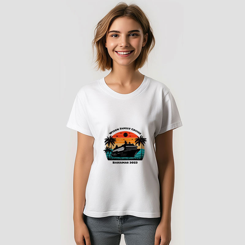 Aperturee - Family Cruise Vacation Personalized Name T-Shirt