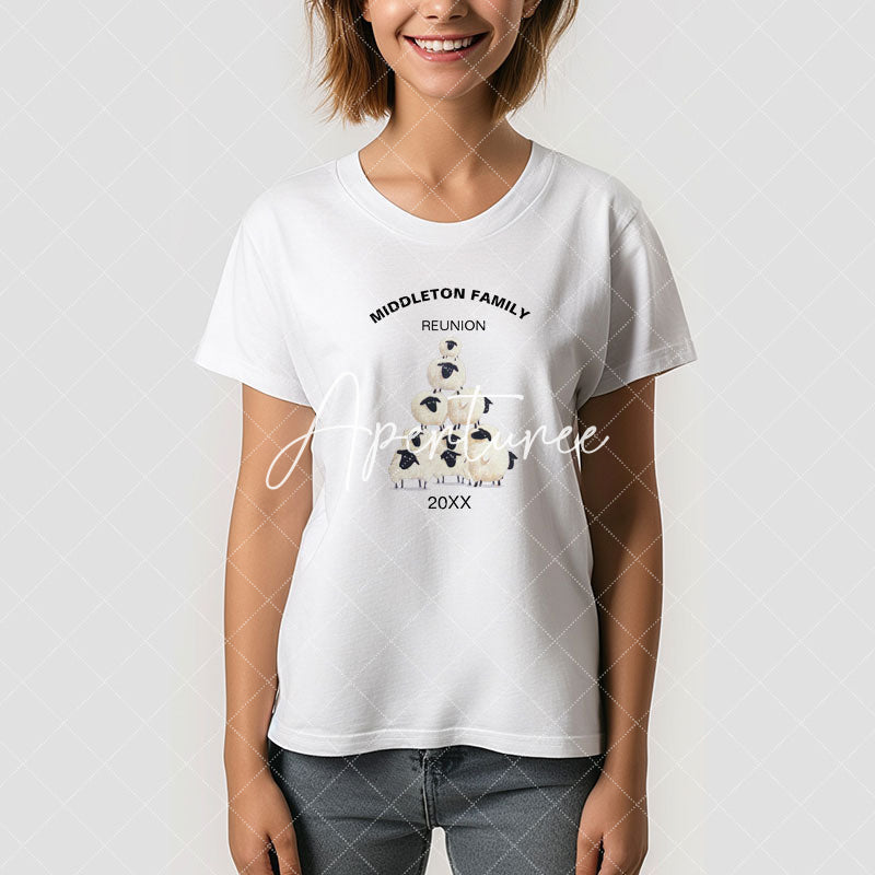 Aperturee - Family Reunion Gathering Fun Sheep Custom T-Shirt