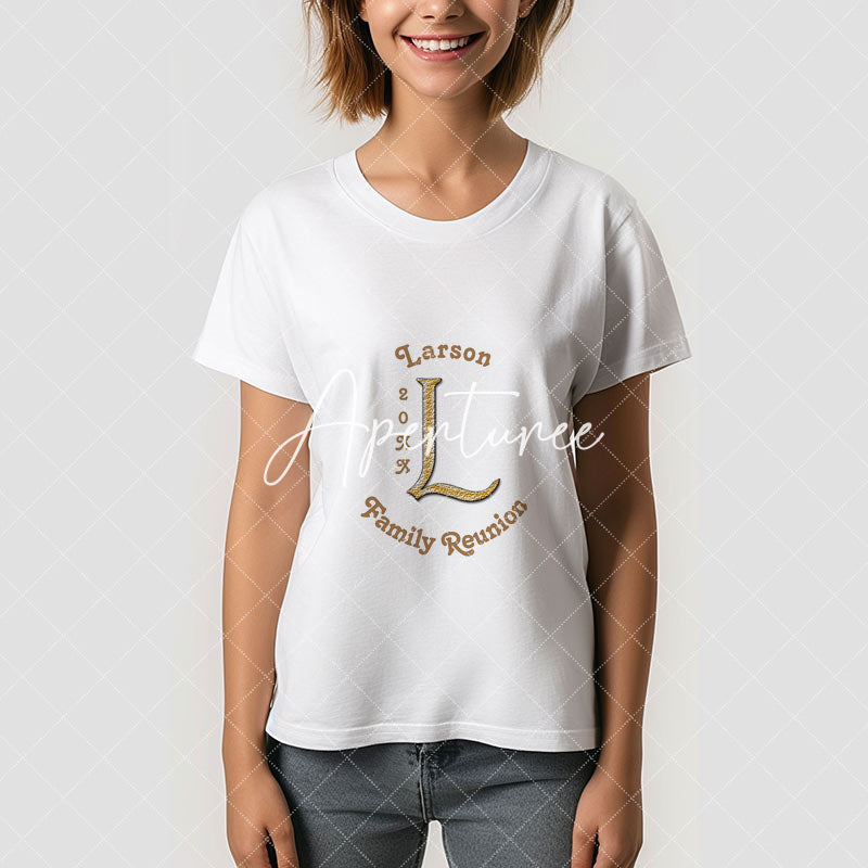 Aperturee - Family Reunion Gold Letter Custom Name T-Shirt