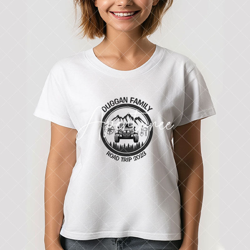 Aperturee - Family Road Trip Personalized Custom Text T-Shirt