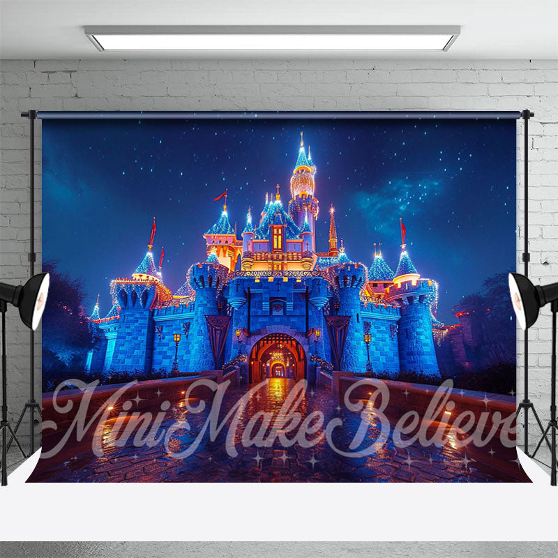 Aperturee - Fantasy Castle Night Lights Photography Backdrop