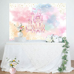 Aperturee - Fantasy Cloud Glitter Castle Girl Birthday Backdrop