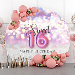 Aperturee - Fantasy Light Bokeh Sweet 16 Round Birthday Backdrop