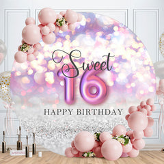 Aperturee - Fantasy Light Bokeh Sweet 16 Round Birthday Backdrop