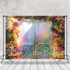 Aperturee - Fantasy Mottled Color Floral Wood Door Backdrop