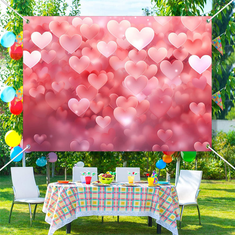 Aperturee - Fantasy Pink Hearts Bokeh Valentines Day Backdrop