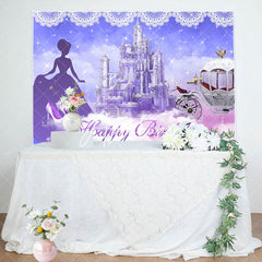 Aperturee - Fantasy Purple Castle Princess Birthday Backdrop