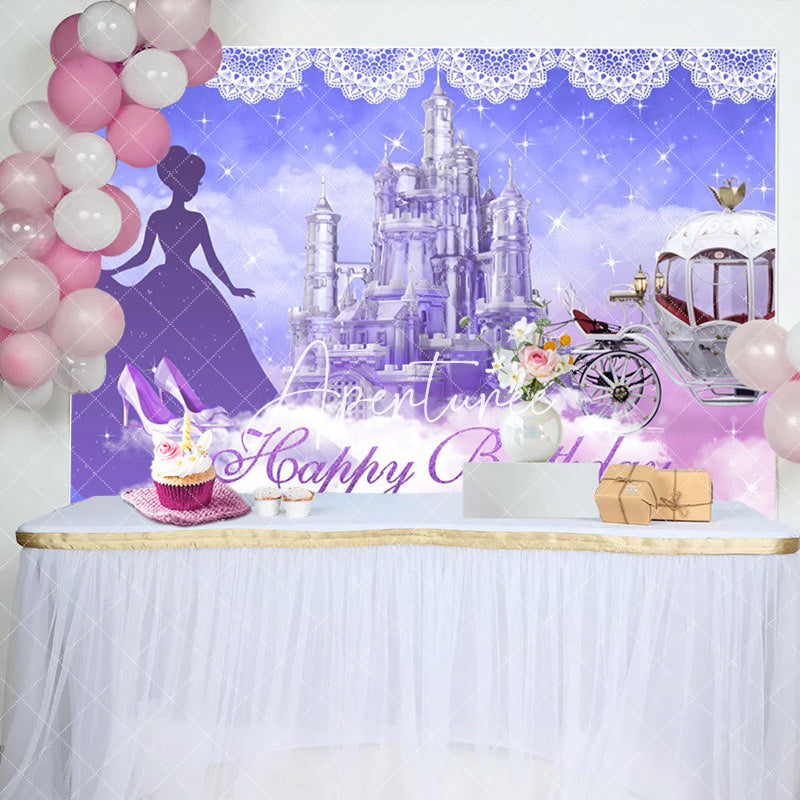 Aperturee - Fantasy Purple Castle Princess Birthday Backdrop