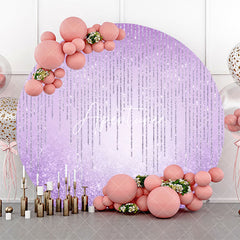 Aperturee - Fantasy Purple Glitter Bokeh Round Birthday Backdrop