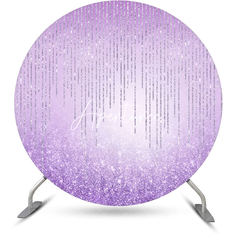 Aperturee - Fantasy Purple Glitter Bokeh Round Birthday Backdrop