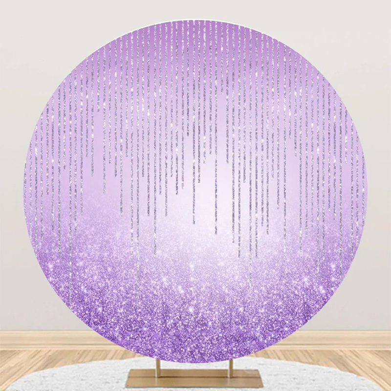 Aperturee - Fantasy Purple Glitter Bokeh Round Birthday Backdrop