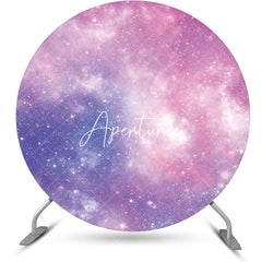 Aperturee - Fantasy Purple Space Sparkly Round Birthday Backdrop