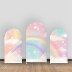 Aperturee - Fantasy Sky Cloud Rainbow Birthday Arch Backdrop Kit