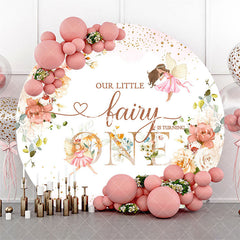 Aperturee Fariy Pink Floral Circle Happy 1st Birthday Backdrop