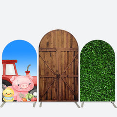 Aperturee Farm Animals Grass Wooden Baby Shower Arch Backdrop Kit