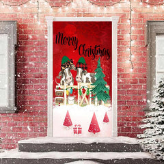 Aperturee - Farm Bullpen Cows Tree Snow Christmas Door Cover