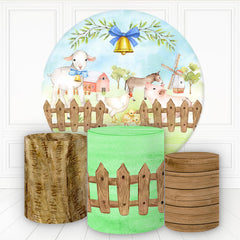 Aperturee Farm Theme Bell Leaves Round Birthday Backdrop Kit For Kids