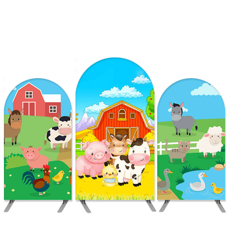 Aperturee Farm Theme Blue And Green Arch Backdrop Kit Banner