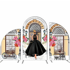 Aperturee Fashion Girl Street Cafe Birthday Arch Backdrop Kit