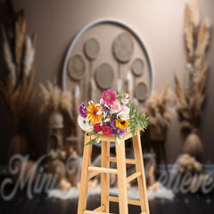 Aperturee - Feather Dried Flowers Indoor Boho Backdrop For Photo