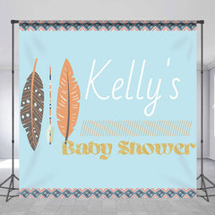 Aperturee - Feather Indian Arrow Blue Custom Baby Shower Backdrop