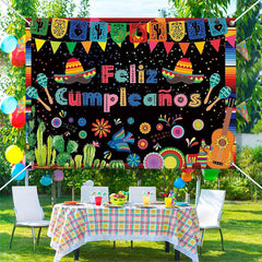 Aperturee - Feliz Cumpleanos Cactus Mexican Fiesta Backdrop