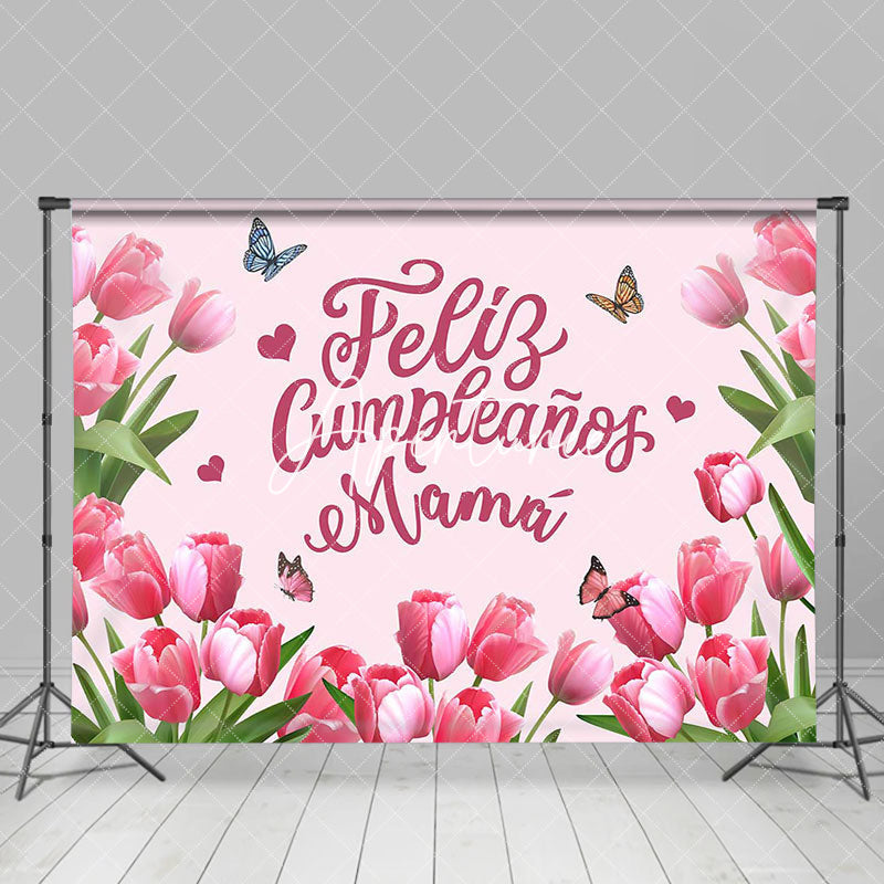 Aperturee - Feliz Cumpleanos Mama Flowers Mothers Day Backdrop