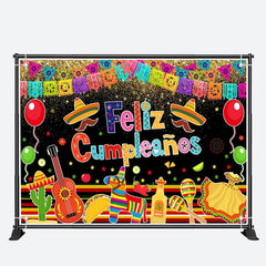 Aperturee - Feliz Cumpleanos Mexican Fiesta Birthday Backdrop