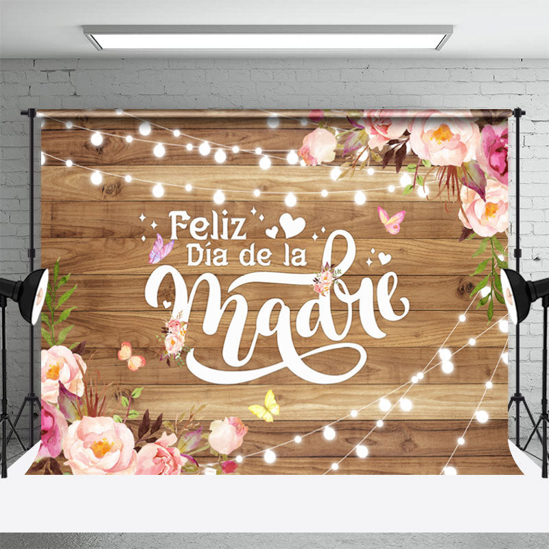 Aperturee - Feliz Dia De La Madre Wooden Mothers Day Backdrop